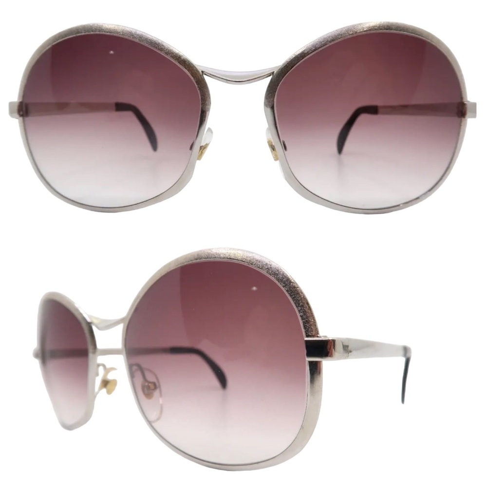 1970’s Unisex Metallic Silver Sunglasses, Made in Italy